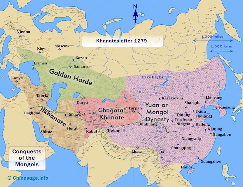 Map of the Four Khanates of the Mongol Empire