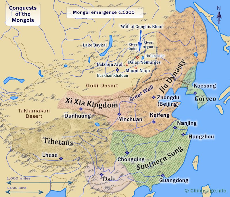 Map of kingdoms before Mongol expansion