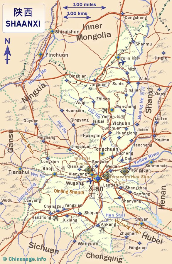 Map of Shaanxi,Shaanxi province map